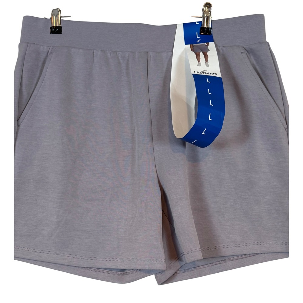 NWT Lazypants Womens Lilac Grey Lounge Shorts •L• Pockets Modal Athleisure Soft